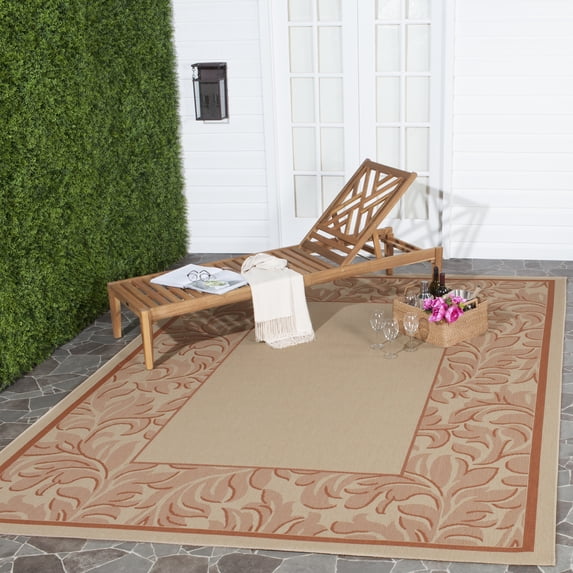 Safavieh Courtyard Steve Oriental Indoor/Outdoor Area Rug, Natural/Terracotta, 8' x 11'