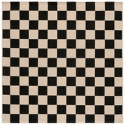 SAFAVIEH Courtyard Talbot Checkered Indoor/Outdoor Area Rug, Black/Beige, 2'7" x 2'7" Square