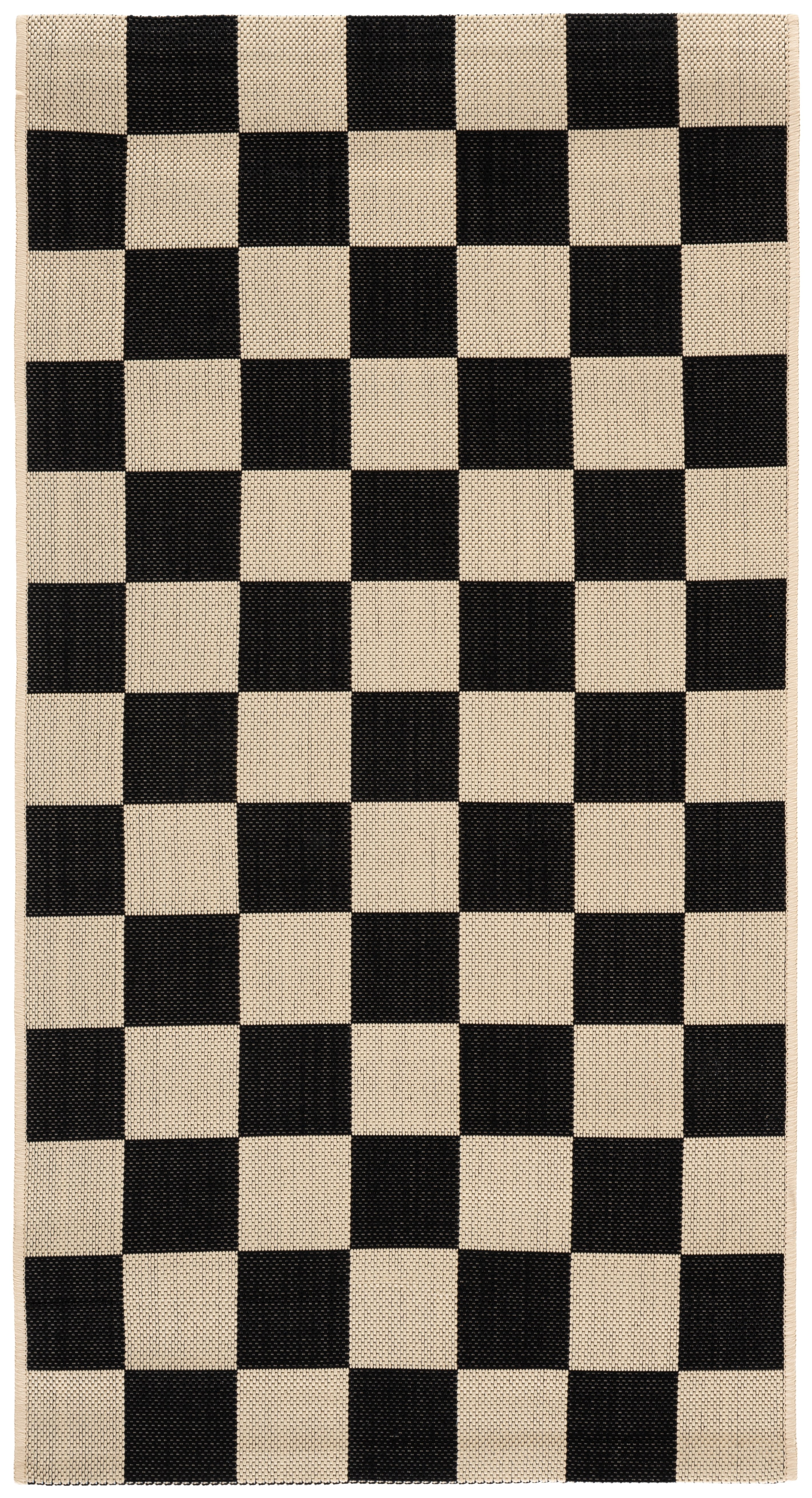 SAFAVIEH Courtyard Talbot Checkered Indoor/Outdoor Area Rug, Black/Beige, 2'7" x 5'