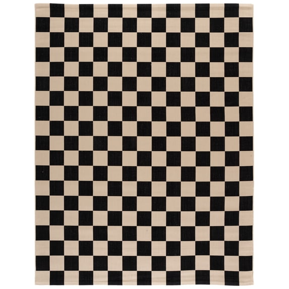 SAFAVIEH Courtyard Talbot Checkered Indoor/Outdoor Area Rug, Black/Beige, 8' x 10'