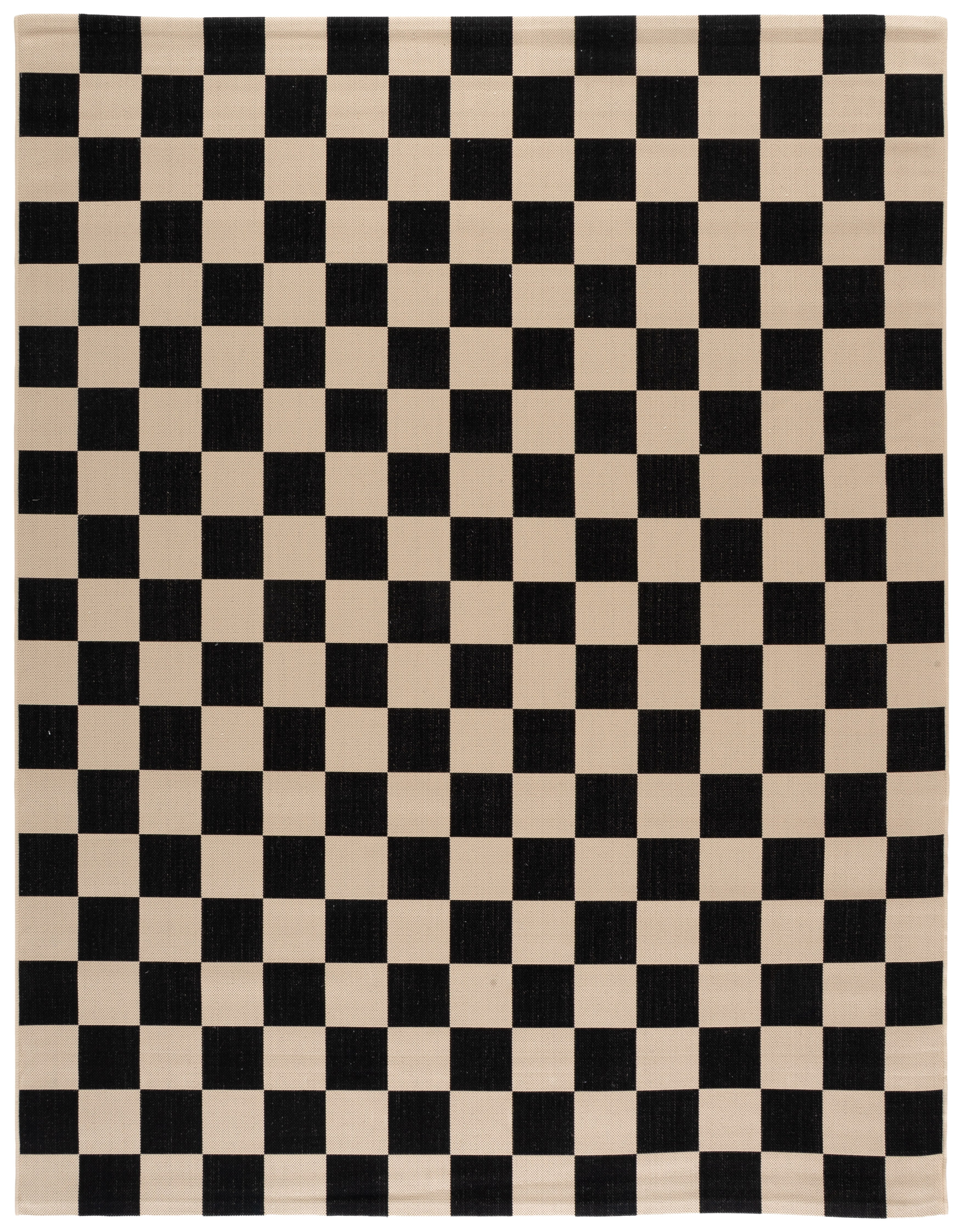 SAFAVIEH Courtyard Talbot Checkered Indoor/Outdoor Area Rug, Black/Beige, 9' x 12'
