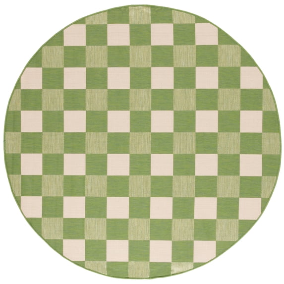 SAFAVIEH Courtyard Talbot Checkered Indoor/Outdoor Area Rug, Green/Sage, 2'7" x 2'7" Round