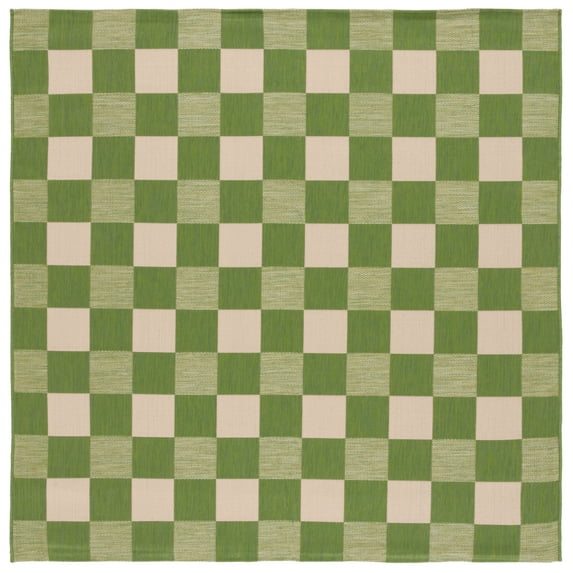 SAFAVIEH Courtyard Talbot Checkered Indoor/Outdoor Area Rug, Green/Sage, 2'7" x 2'7" Square