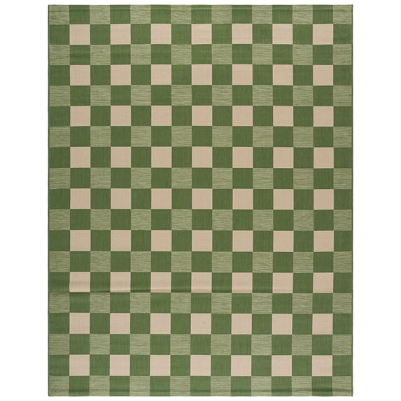 SAFAVIEH Courtyard Talbot Checkered Indoor/Outdoor Area Rug, Green/Sage, 8' x 10'