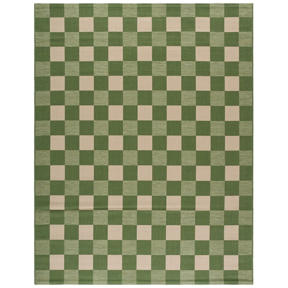 SAFAVIEH Courtyard Talbot Checkered Indoor/Outdoor Area Rug, Green/Sage, 9' x 12'