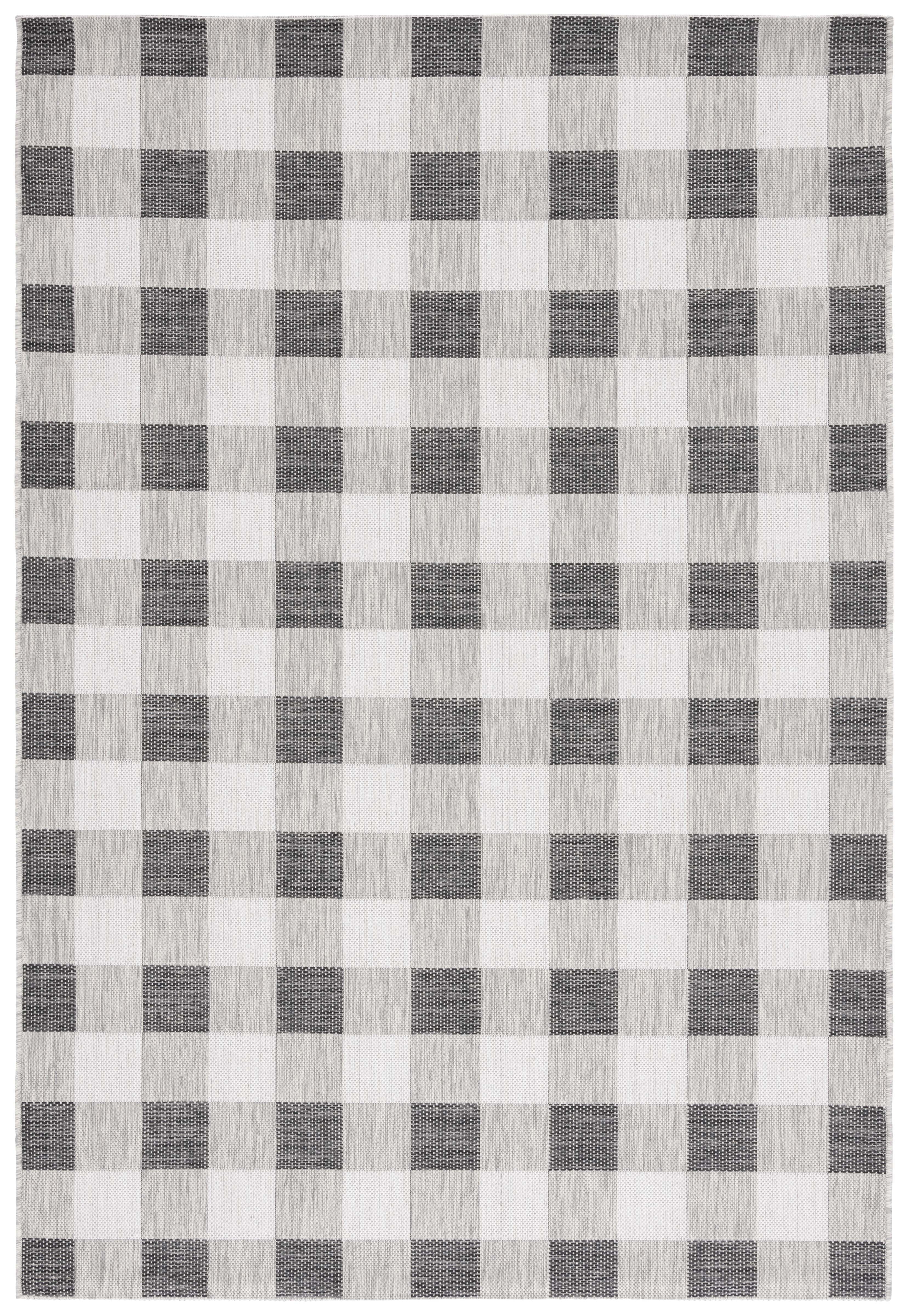 SAFAVIEH Courtyard Talbot Checkered Indoor/Outdoor Area Rug, Grey/Dark Grey, 8' x 10'