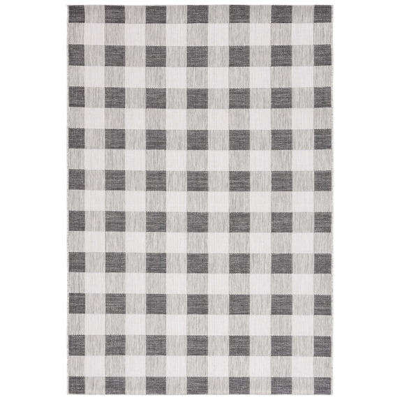 SAFAVIEH Courtyard Talbot Checkered Indoor/Outdoor Area Rug, Grey/Dark Grey, 9' x 12'