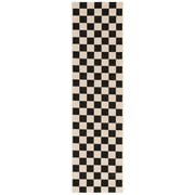 SAFAVIEH Courtyard Talbot Checkered Indoor/Outdoor Runner Rug, Black/Beige, 2'3" x 6'7"