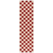 SAFAVIEH Courtyard Talbot Checkered Indoor/Outdoor Runner Rug, Red/Beige, 2'3" x 5'