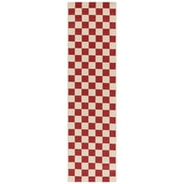 SAFAVIEH Courtyard Talbot Checkered Indoor/Outdoor Runner Rug, Red/Beige, 2'3" x 5'