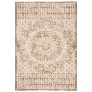 SAFAVIEH Courtyard Tangier Faded Aztec Indoor/Outdoor Area Rug, 5'3" x 7'7", Beige/Mocha