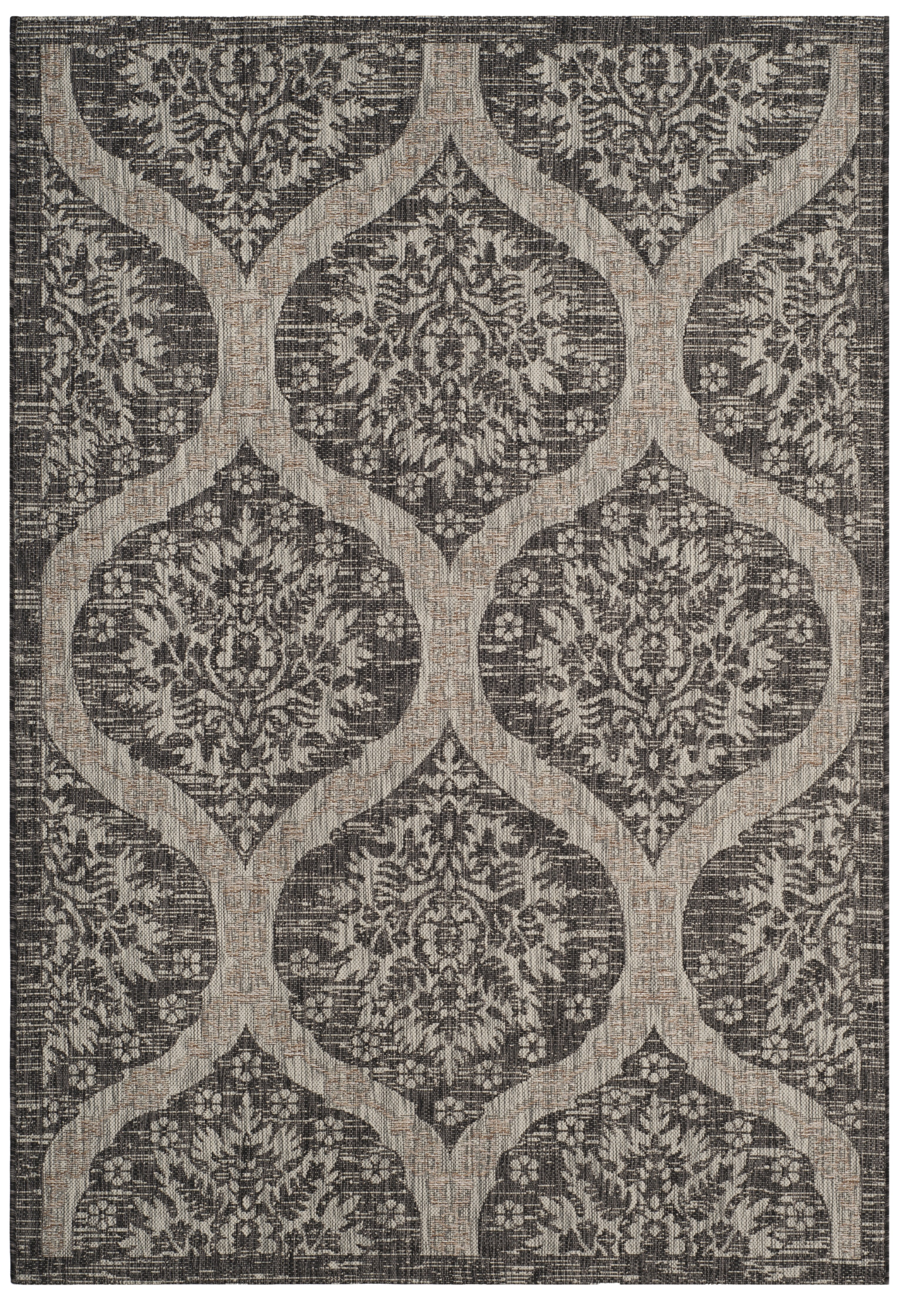 Safavieh Courtyard Tayler Geometric Indoor/Outdoor Area Rug, Black/Gray, 5'3" x 7'7"