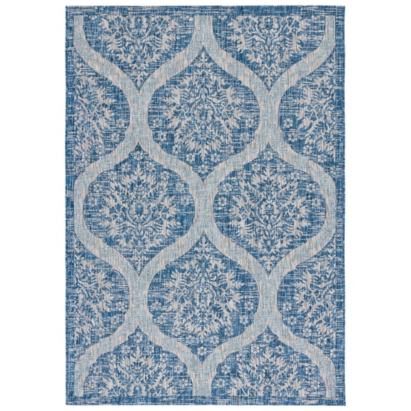 Safavieh Courtyard Tayler Geometric Indoor/Outdoor Area Rug, Navy/Gray, 5'3" x 7'7"