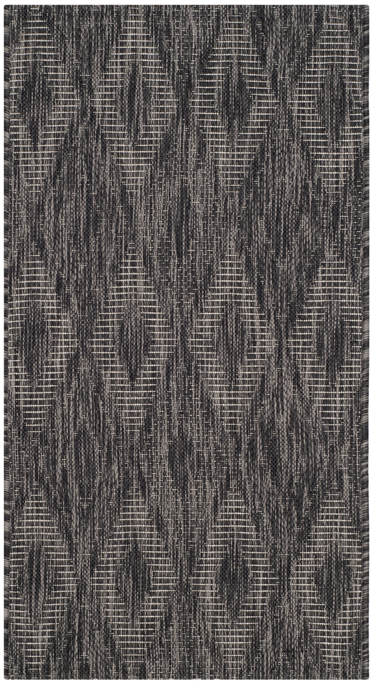 24" Square Black Synthetic Easy-Care Indoor/Outdoor Rug