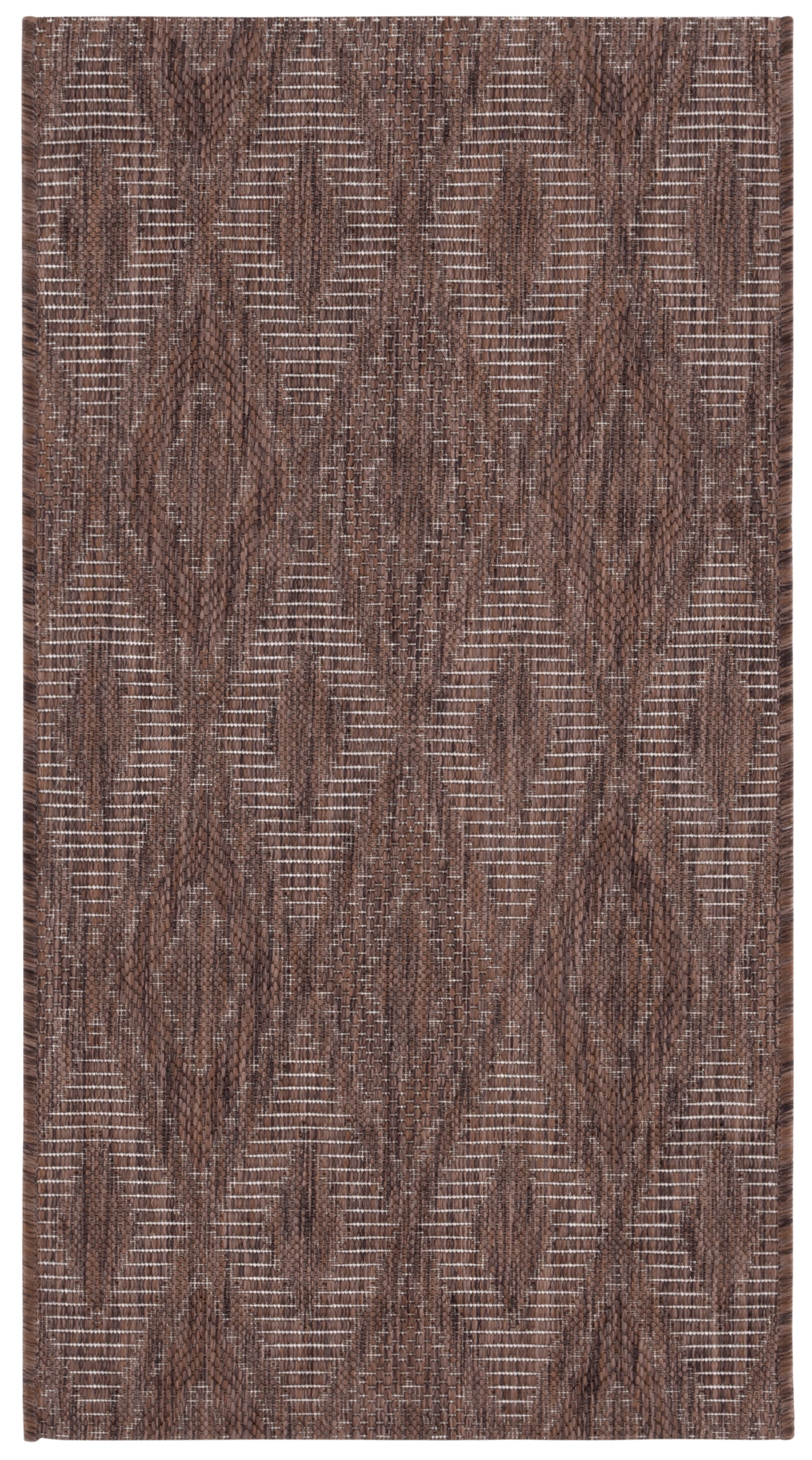 Brown Geometric Low Pile Indoor/Outdoor Area Rug