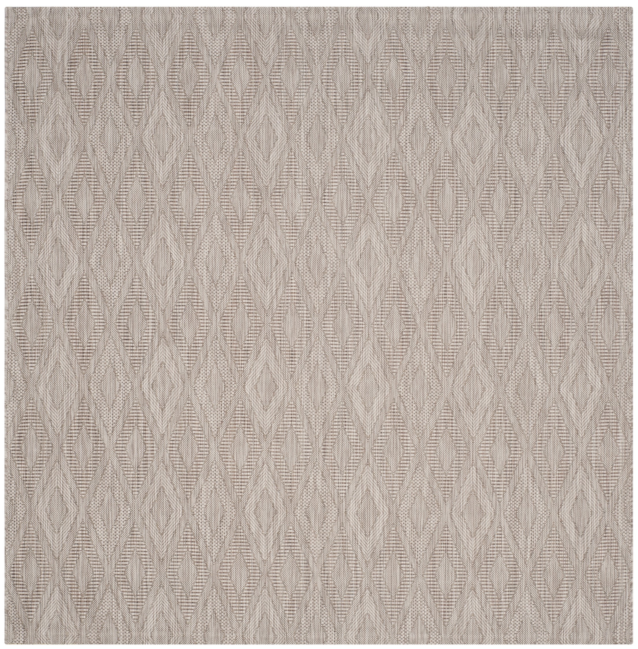 Beige Geometric Diamond Pattern Indoor/Outdoor Square Rug