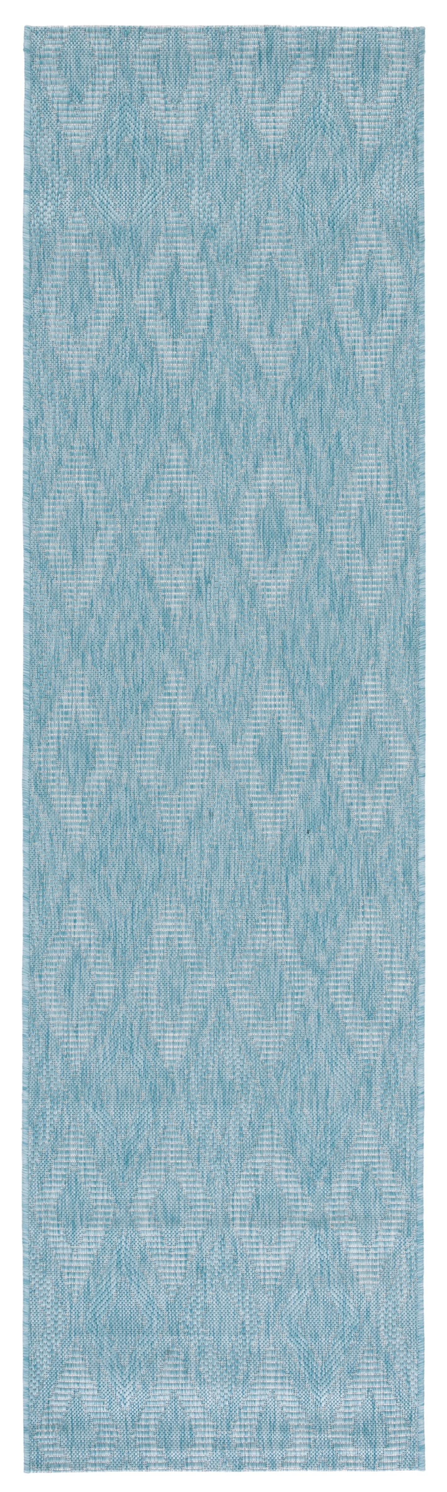 Aqua Blue Flat Woven Non-slip Synthetic Runner Rug