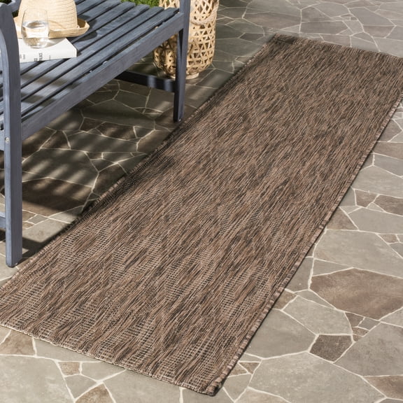 Safavieh Courtyard Teodor Geometric Indoor/Outdoor Runner Rug, Brown, 2'3" x 12'