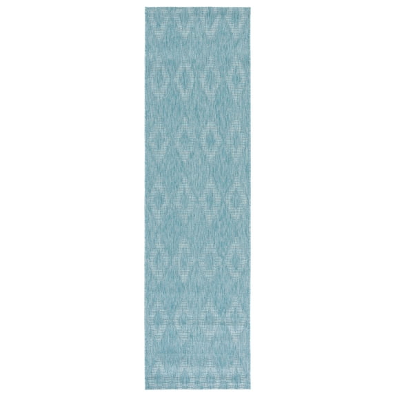 Safavieh Courtyard Teodor Geometric Indoor/Outdoor Runner Rug, Aqua, 2'3" x 14'