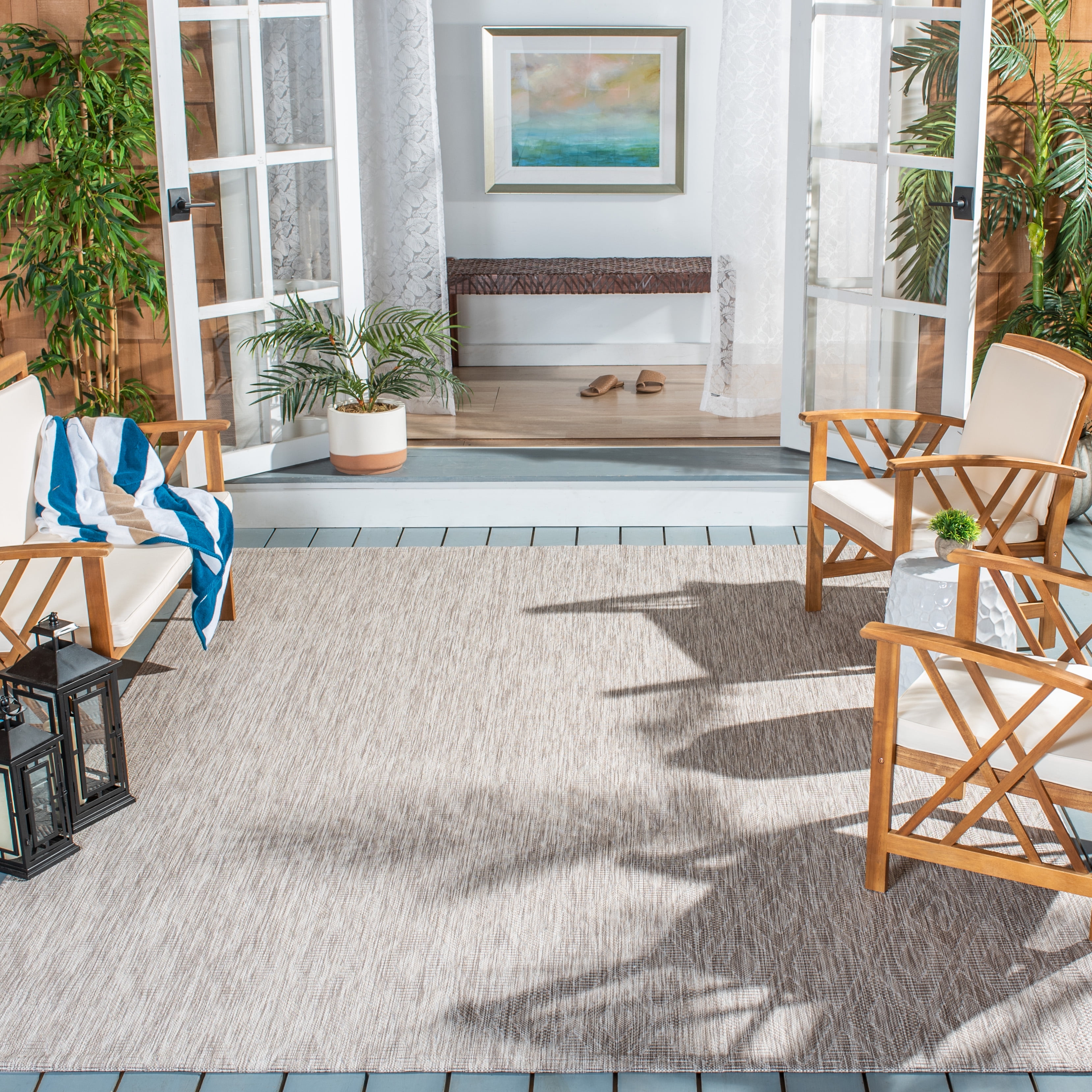 Safavieh Courtyard Teodor Geometric Indoor/Outdoor Area Rug, Beige, 9' x 12'