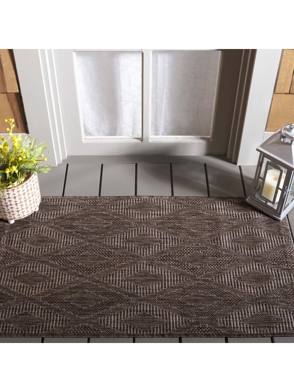 Courtyard Teodor Geometric Indoor/Outdoor Area Rug, Brown, 2' x 3'7"