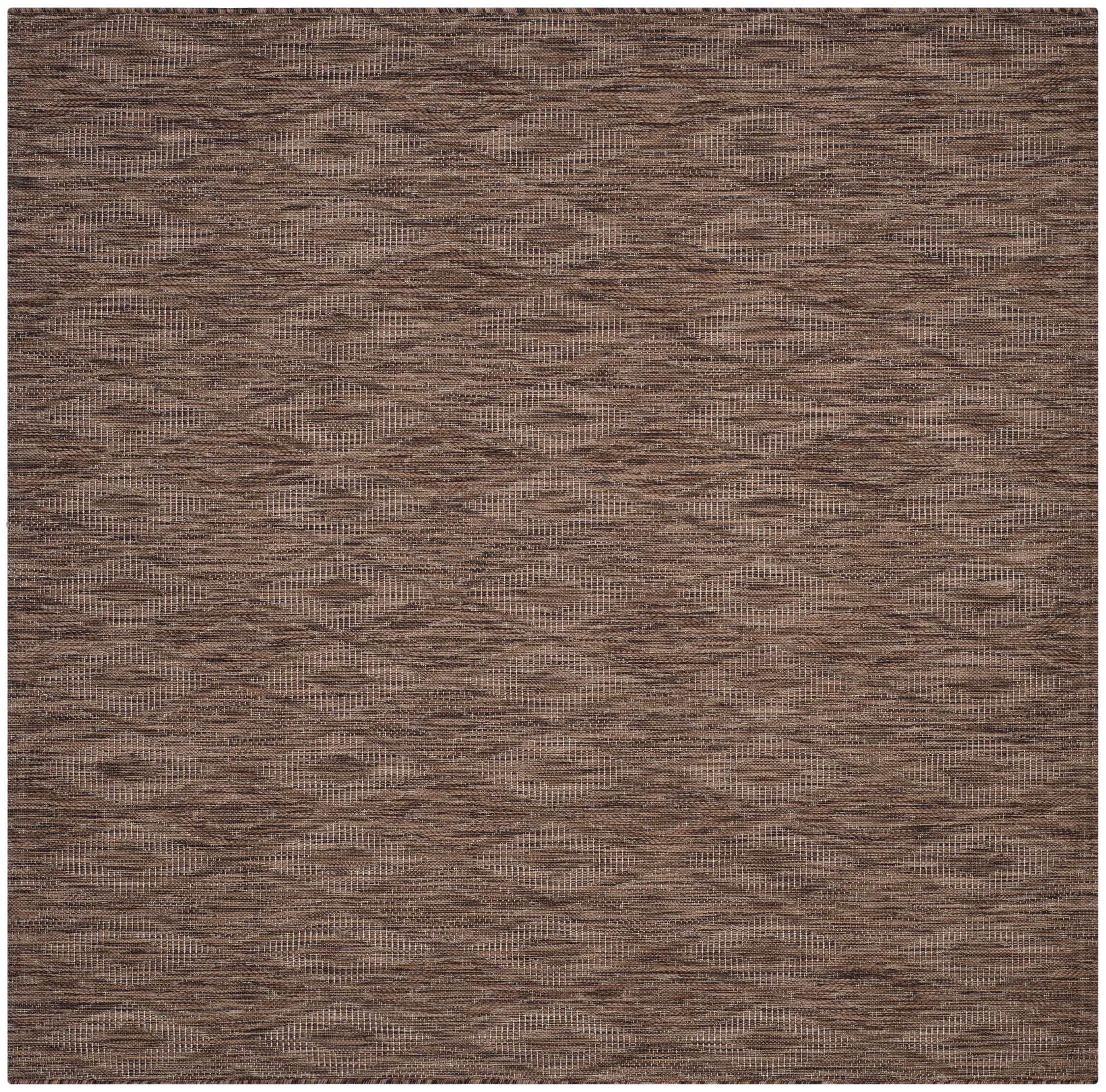 SAFAVIEH Courtyard Teodor Geometric Indoor/Outdoor Area Rug, Brown/Brown, 5'3" x 5'3" Square
