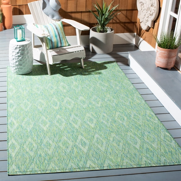 Safavieh Courtyard Teodor Geometric Indoor/Outdoor Area Rug, Green, 4' x 5'7"