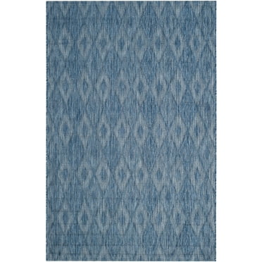 SAFAVIEH Courtyard Teodor Geometric Indoor/Outdoor Area Rug, Navy/Navy, 6'7" x 9'6"