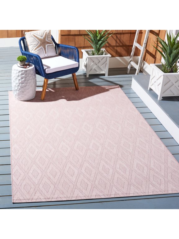 Courtyard Teodor Geometric Indoor/Outdoor Area Rug, Pink, 4' x 5'7"