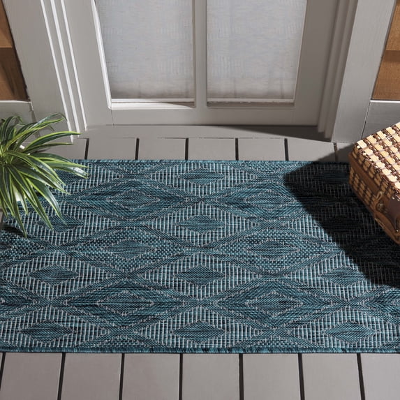 Safavieh Courtyard Teodor Geometric Indoor/Outdoor Area Rug, Turquoise/Blue, 2'7" x 5'