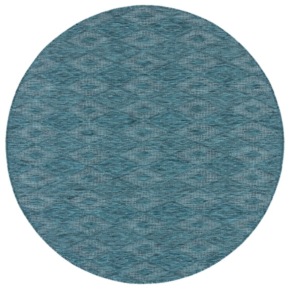 Safavieh Courtyard Teodor Geometric Indoor/Outdoor Area Rug, Turquoise/Blue, 6'7" x 6'7" Round