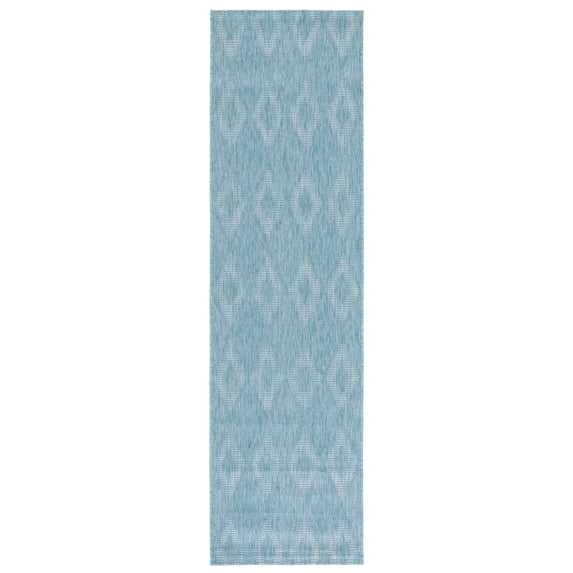 Safavieh Courtyard Teodor Geometric Indoor/Outdoor Runner Rug, Aqua, 2'3" x 16'
