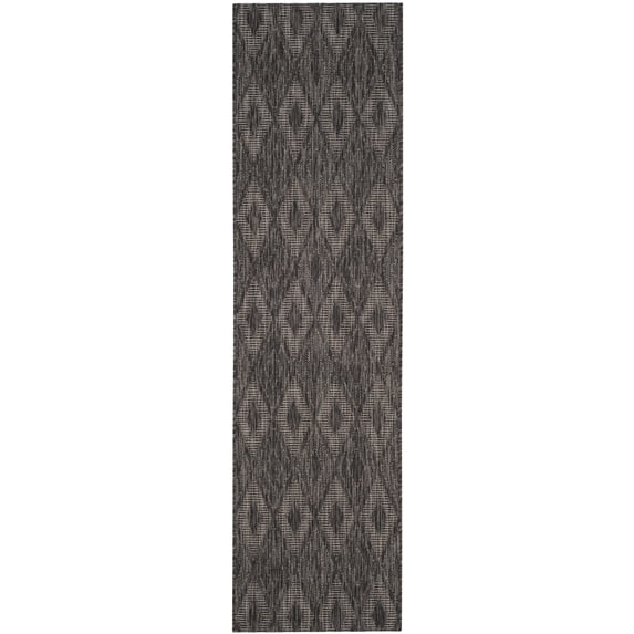 Safavieh Courtyard Teodor Geometric Indoor/Outdoor Runner Rug, Black, 2'3" x 16'