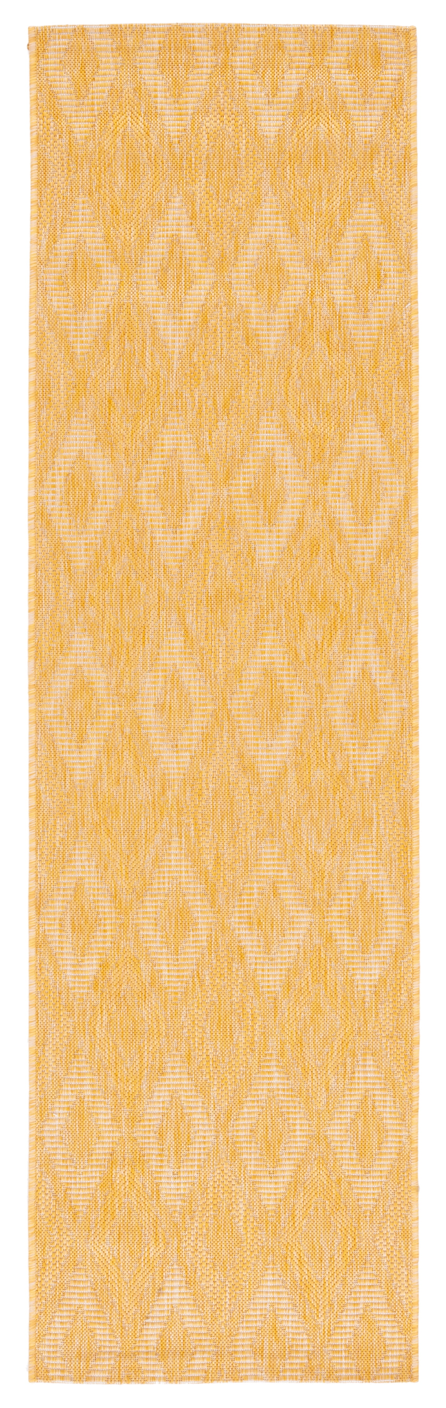 Gold Geometric 27" x 8" Stain-Resistant Indoor/Outdoor Rug