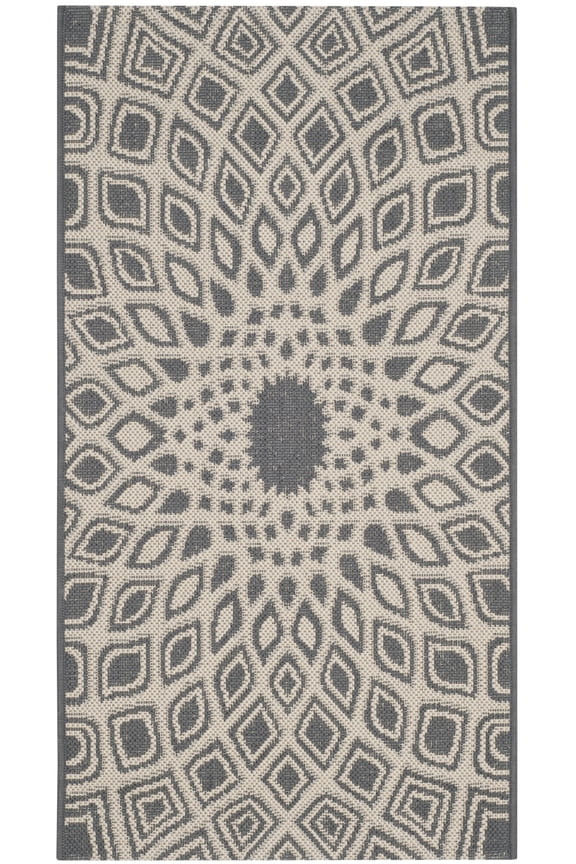 Courtyard Thane Abstract Indoor/Outdoor Area Rug, Anthracite/Beige, 2' x 3'7"