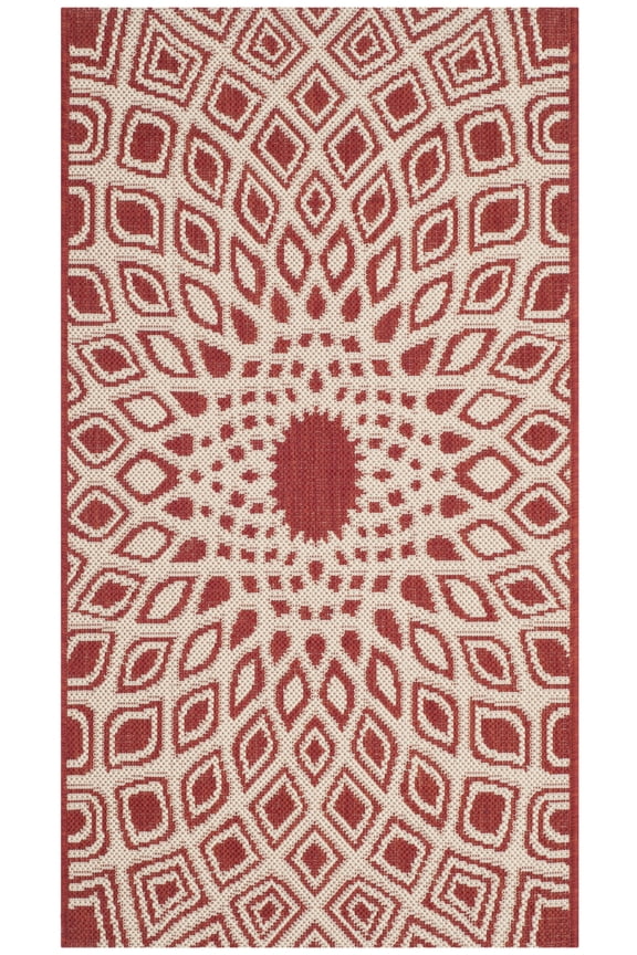 Courtyard Thane Nautical Indoor/Outdoor Area Rug, 2' x 3'7", Red/Beige