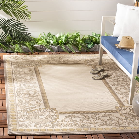 Safavieh Courtyard Theodore Oriental Indoor/Outdoor Area Rug, Dark Beige/Beige, 4' x 5'7"