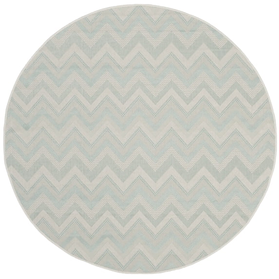 Safavieh Courtyard Thorley Chevron Indoor/Outdoor Area Rug, Light Gray/Aqua, 5'3" x 5'3" Round