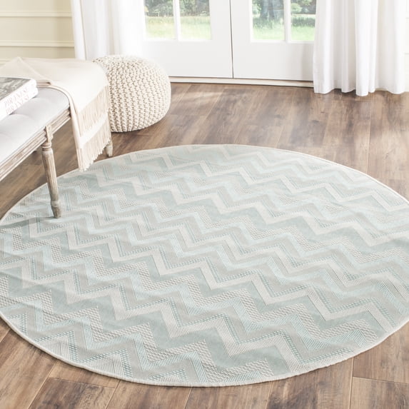 Safavieh Courtyard Thorley Chevron Indoor/Outdoor Area Rug, Light Gray/Aqua, 5'3" x 5'3" Round