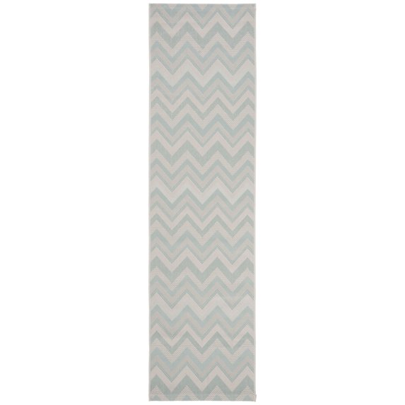 Safavieh Courtyard Thorley Chevron Indoor/Outdoor Runner Rug, Light Gray/Aqua, 2'3" x 12'