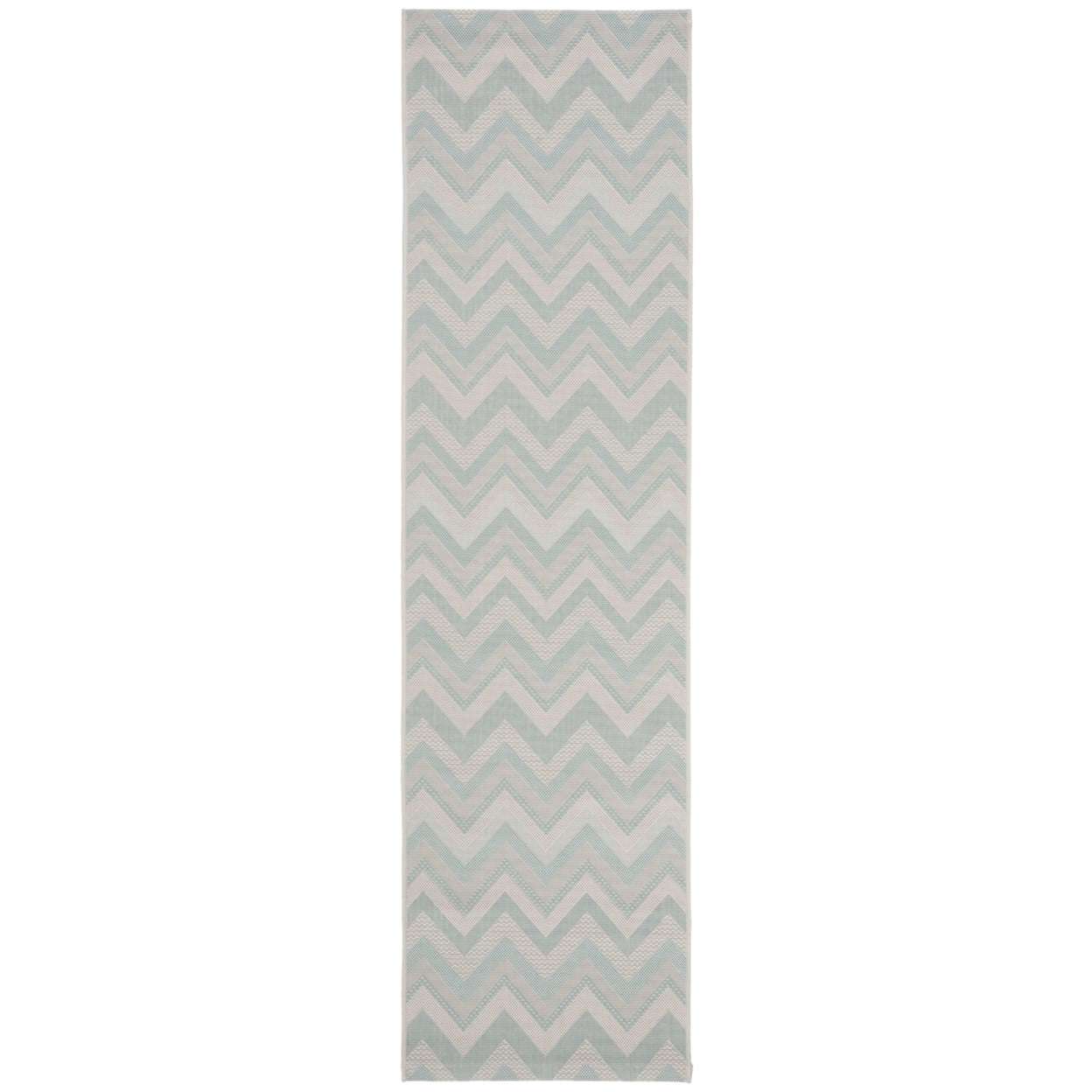 Gray Chevron Synthetic Indoor/Outdoor Runner Rug, 2'3" x 12'