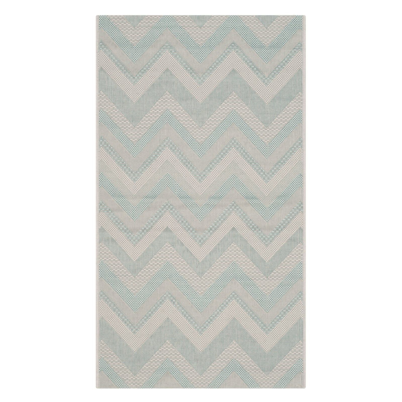 Gray Chevron Synthetic Indoor/Outdoor Runner Rug, 2'3" x 12'