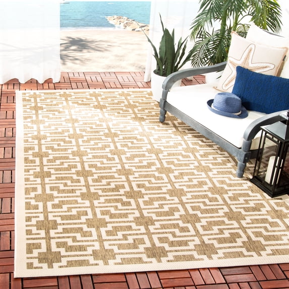 Safavieh Courtyard Thurstan Geometric Indoor/Outdoor Area Rug, Mocha/Beige, 5'3" x 7'7"