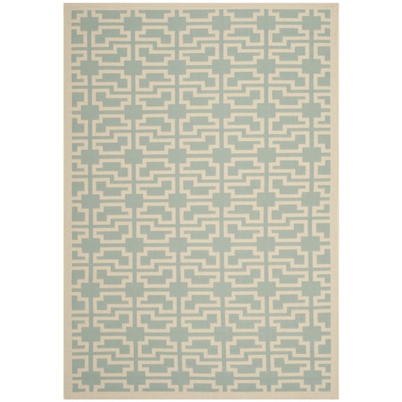 SAFAVIEH Courtyard Thurstan Geometric Indoor/Outdoor Area Rug, Aqua/Beige, 2'7" x 5'