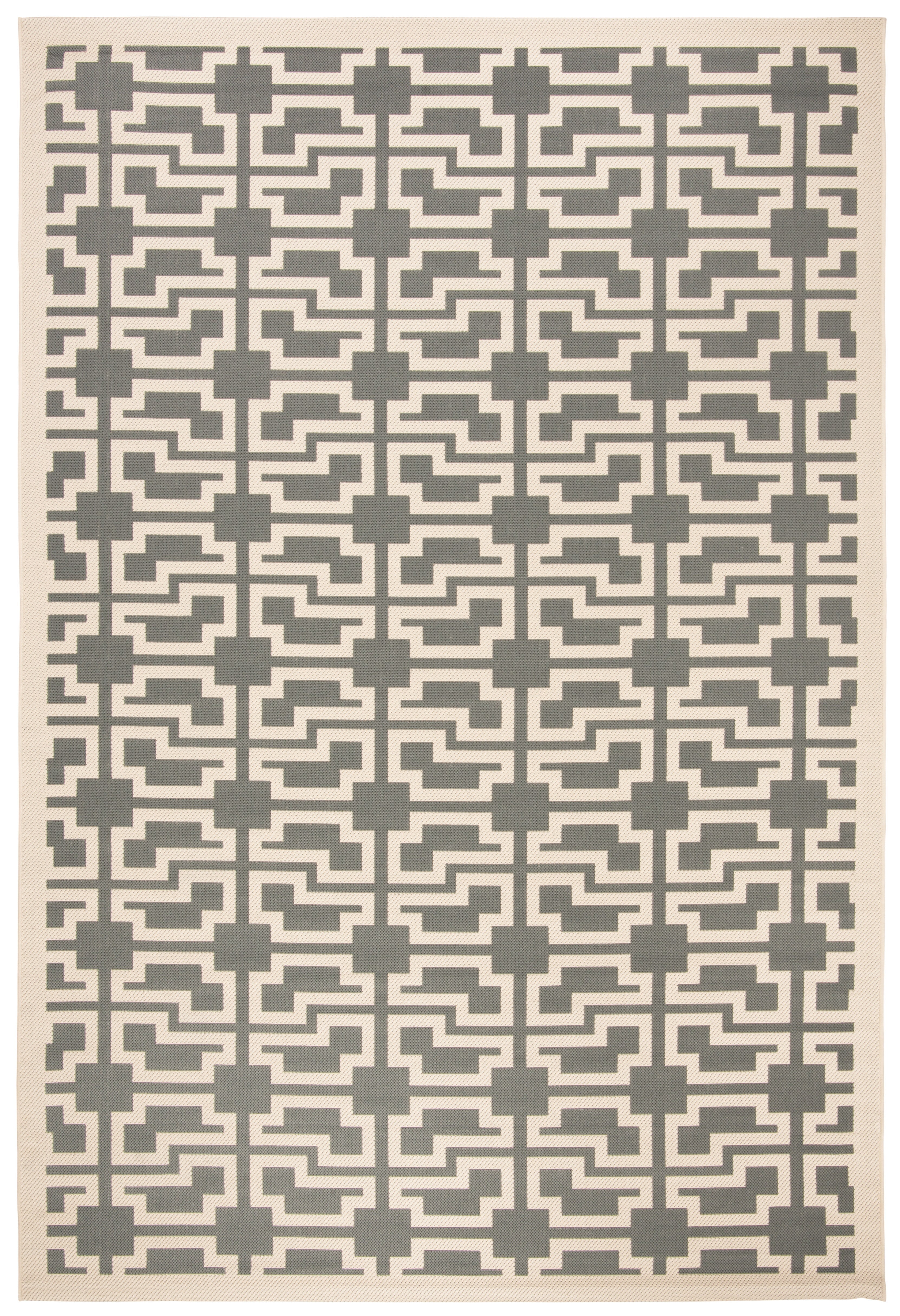 SAFAVIEH Courtyard Thurstan Geometric Indoor/Outdoor Area Rug, Grey/Beige, 2' x 3'7"
