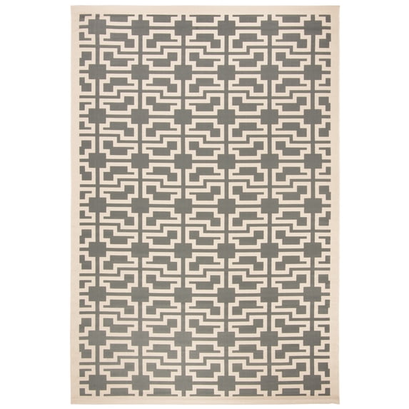 SAFAVIEH Courtyard Thurstan Geometric Indoor/Outdoor Area Rug, Grey/Beige, 2' x 3'7"