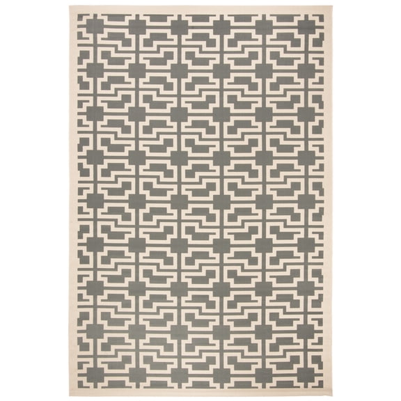 SAFAVIEH Courtyard Thurstan Geometric Indoor/Outdoor Area Rug, Grey/Beige, 2' x 3'7"