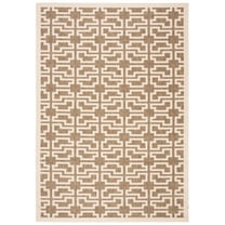 SAFAVIEH Courtyard Thurstan Geometric Indoor/Outdoor Area Rug, Mocha/Beige, 2' x 3'7"