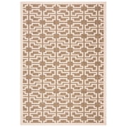 SAFAVIEH Courtyard Thurstan Geometric Indoor/Outdoor Area Rug, Mocha/Beige, 4' x 5'7"