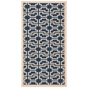 SAFAVIEH Courtyard Thurstan Geometric Indoor/Outdoor Area Rug, Navy/Beige, 2'7" x 5'
